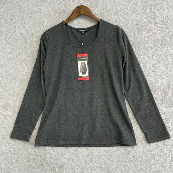 NEW Mario Serrani Women's M Long Sleeve Knit Top Gray - Picture 2 of 9